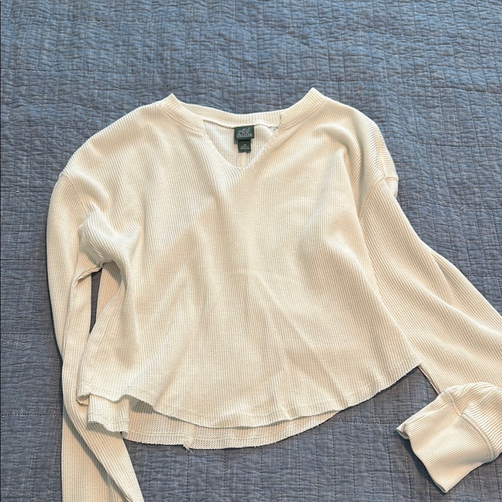 Wild Fable Cream Cropped Long Sleeve Top